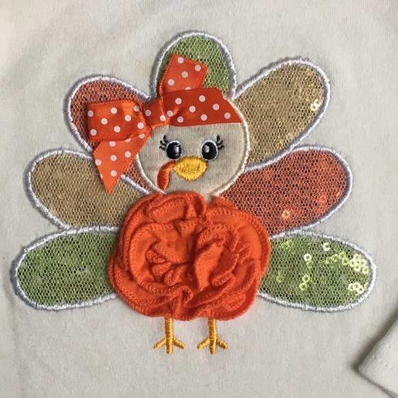 Thanksgiving shirt size 9 months turkey baby girls - Picture 3 of 16